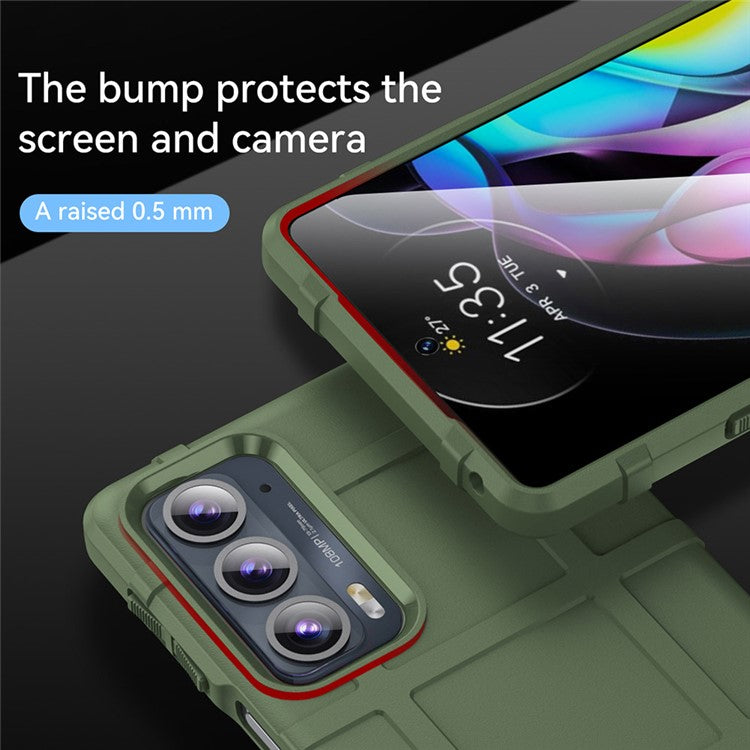 Rugged Square Grid Design Anti-Drop Anti-Fingerprint Thicken TPU Mobile Phone Case Cover for Motorola Edge 20 - Green