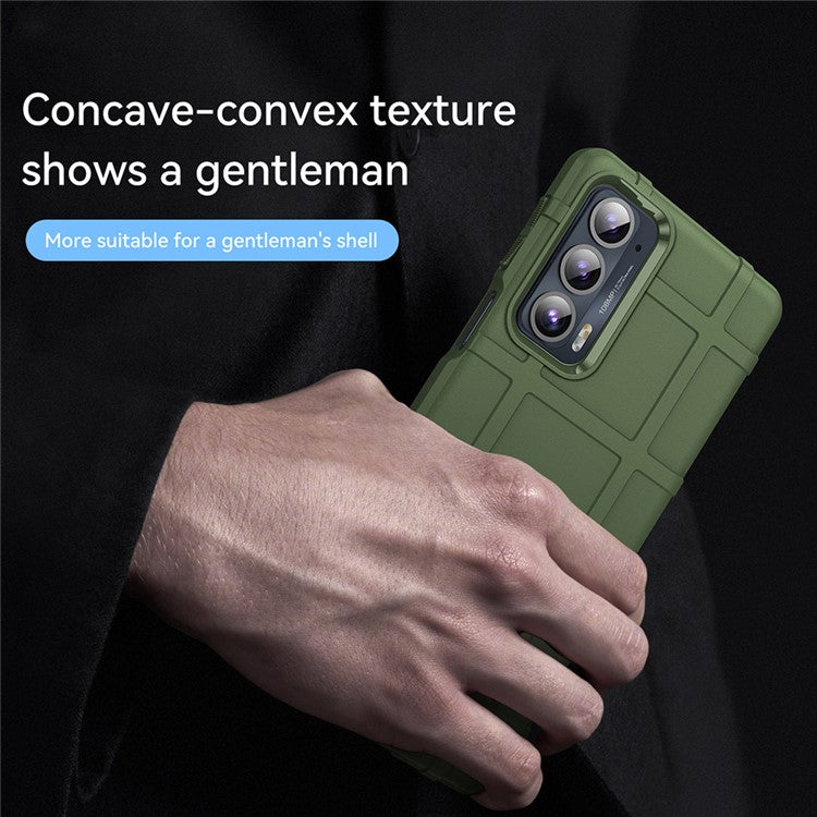 Rugged Square Grid Design Anti-Drop Anti-Fingerprint Thicken TPU Mobile Phone Case Cover for Motorola Edge 20 - Green