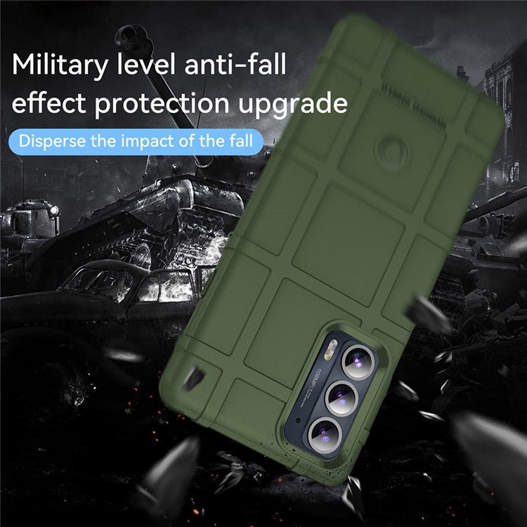 Rugged Square Grid Design Anti-Drop Anti-Fingerprint Thicken TPU Mobile Phone Case Cover for Motorola Edge 20 - Green
