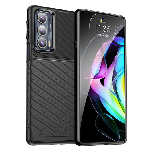 Thunder Series Twill Design Soft TPU Mobile Phone Back Case Cover for Motorola Edge 20 - Black