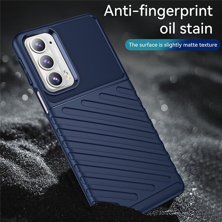 Thunder Series Twill Design Soft TPU Mobile Phone Back Case Cover for Motorola Edge 20 - Blue