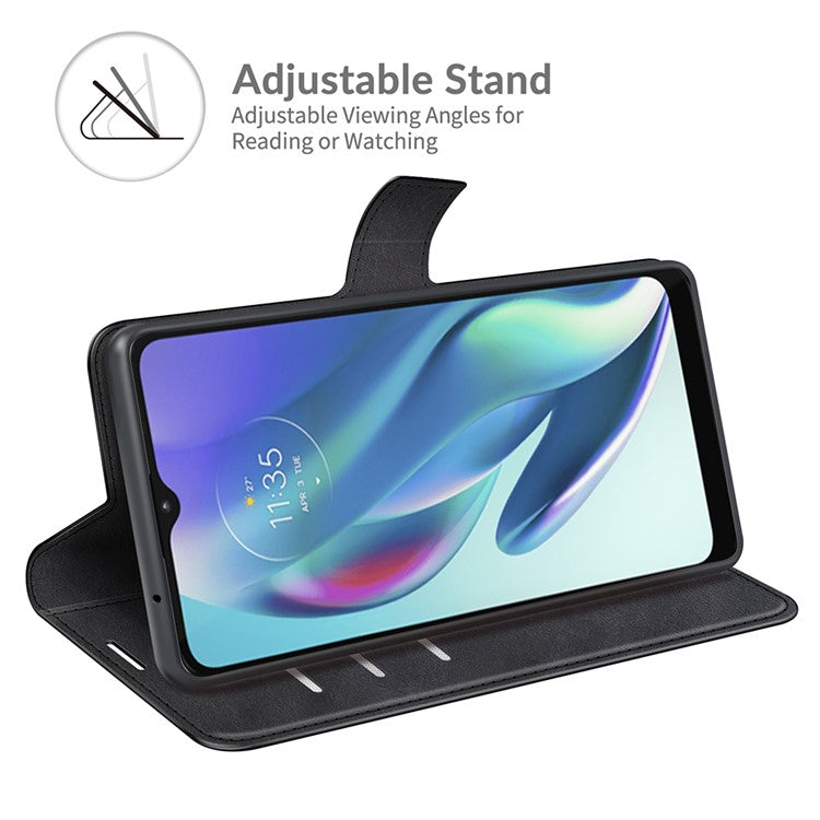 Scratch Resistant Full Protective PU Leather TPU Wallet Stand Phone Flip Cover Case for Motorola Moto G50 5G - Black