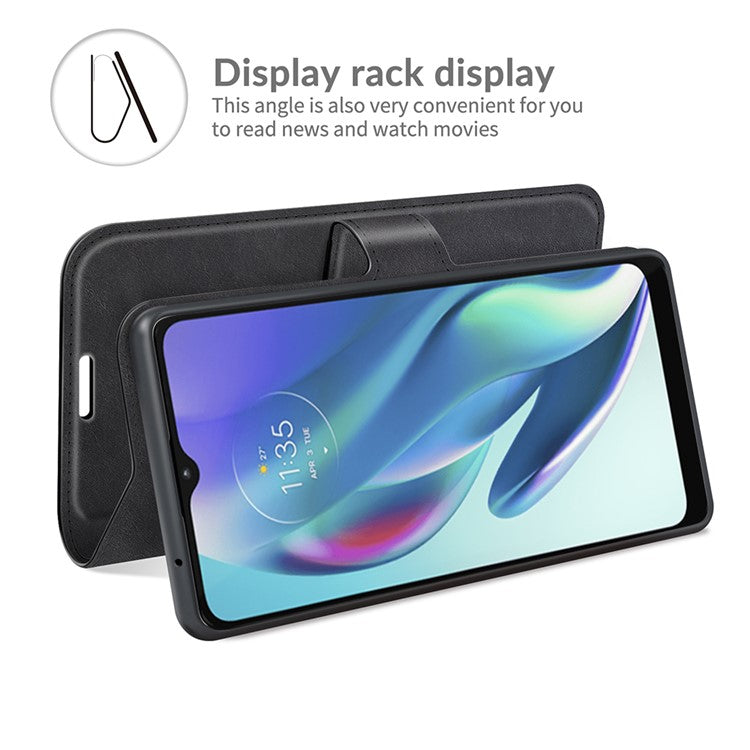 Scratch Resistant Full Protective PU Leather TPU Wallet Stand Phone Flip Cover Case for Motorola Moto G50 5G - Black