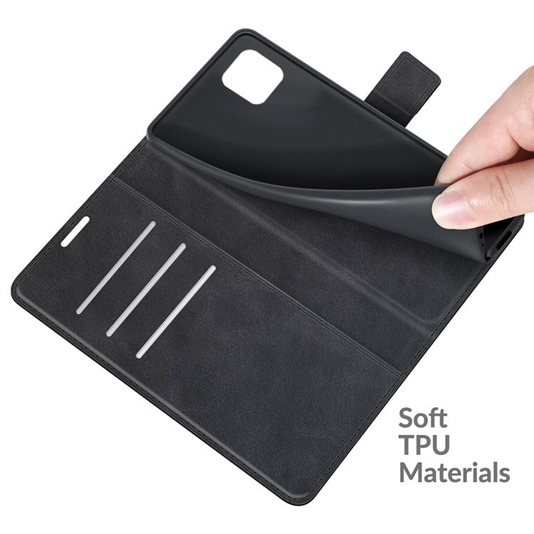 Scratch Resistant Full Protective PU Leather TPU Wallet Stand Phone Flip Cover Case for Motorola Moto G50 5G - Black