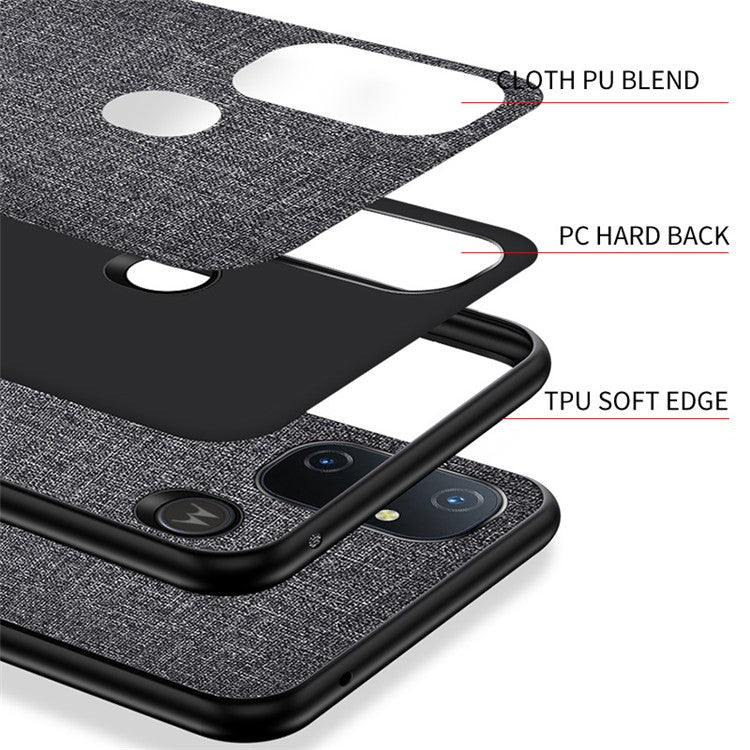 Well-protected Cloth Coated TPU + PC Mobile Phone Hybrid Case Shell for Motorola Moto G30 - Red
