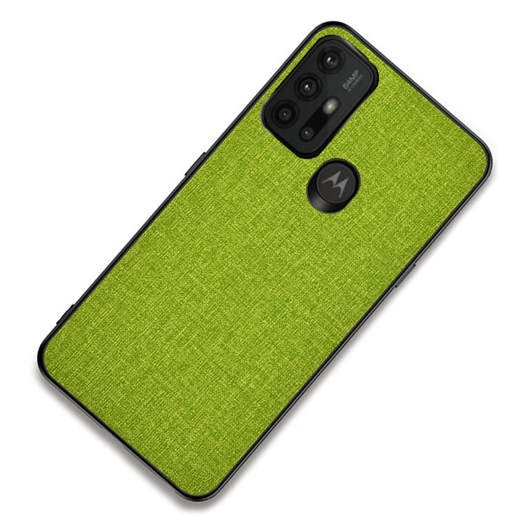 Well-protected Cloth Coated TPU + PC Mobile Phone Hybrid Case Shell for Motorola Moto G30 - Green