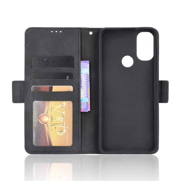 Scratch Resistant Flip Phone Case Multiple Card Slot Design PU Leather Wallet Cover Protector for Motorola Moto E20 - Black