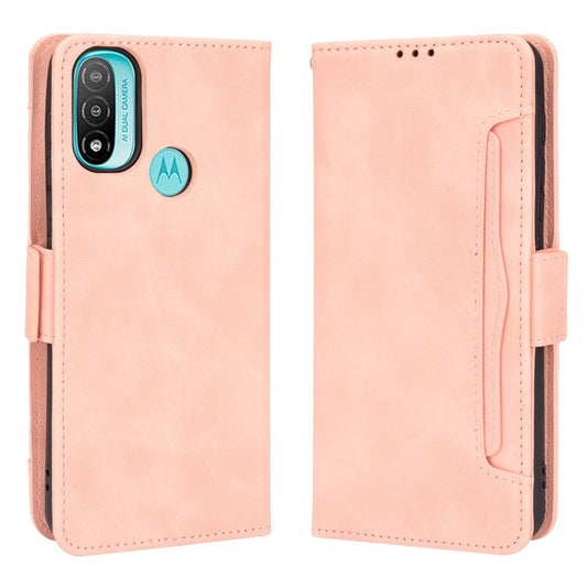 Scratch Resistant Flip Phone Case Multiple Card Slot Design PU Leather Wallet Cover Protector for Motorola Moto E20 - Pink