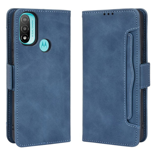 Scratch Resistant Flip Phone Case Multiple Card Slot Design PU Leather Wallet Cover Protector for Motorola Moto E20 - Blue