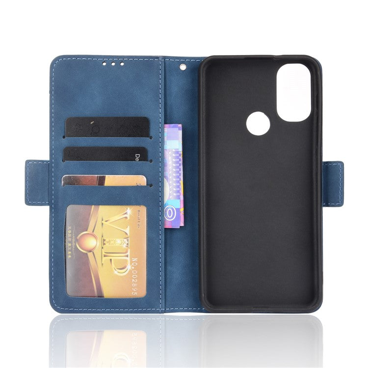 Scratch Resistant Flip Phone Case Multiple Card Slot Design PU Leather Wallet Cover Protector for Motorola Moto E20 - Blue