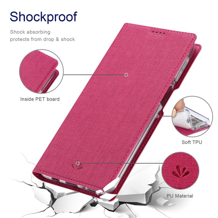 VILI DMX Series PU Leather Magnetic Auto Closing Stand Design Phone Cover Shell with Card Holder for Motorola Moto G50 5G - Rose