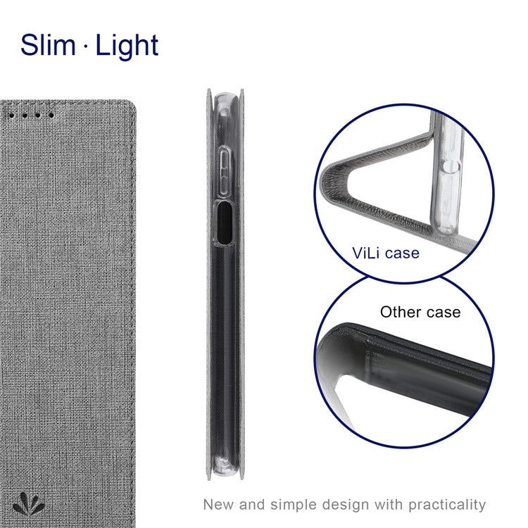 VILI DMX Series PU Leather Magnetic Auto Closing Stand Design Phone Cover Shell with Card Holder for Motorola Moto G50 5G - Grey