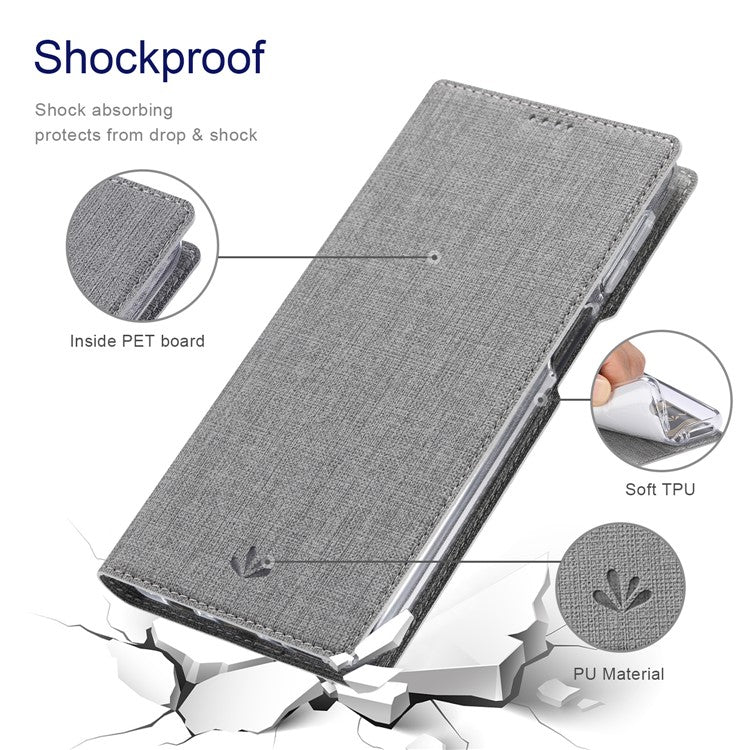 VILI DMX Series PU Leather Magnetic Auto Closing Stand Design Phone Cover Shell with Card Holder for Motorola Moto G50 5G - Grey