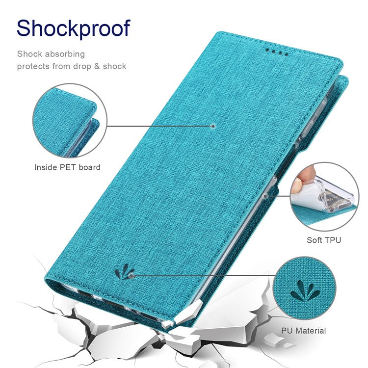 VILI DMX Series PU Leather Magnetic Auto Closing Stand Design Phone Cover Shell with Card Holder for Motorola Moto G50 5G - Blue
