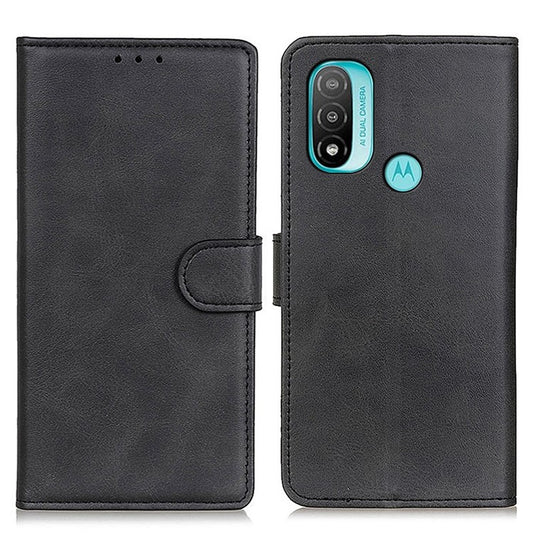 PU Leather and TPU Wallet Stand Book Design Flip Magnetic Folio Shockproof Phone Cover for Motorola Moto E40/E20 - Black