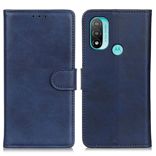 PU Leather and TPU Wallet Stand Book Design Flip Magnetic Folio Shockproof Phone Cover for Motorola Moto E40/E20 - Blue