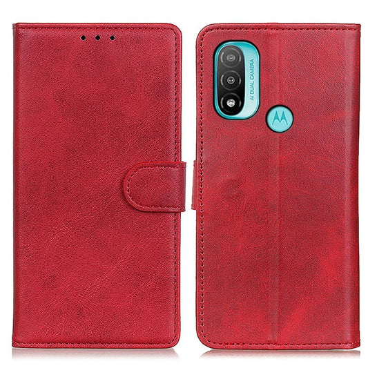 PU Leather and TPU Wallet Stand Book Design Flip Magnetic Folio Shockproof Phone Cover for Motorola Moto E40/E20 - Red