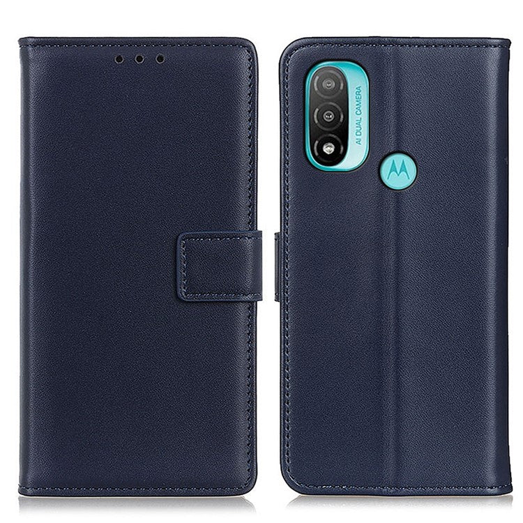 Adjustable Stand Design Flip Folio PU Leather Wallet Phone Case for Motorola Moto E40/E20 - Blue