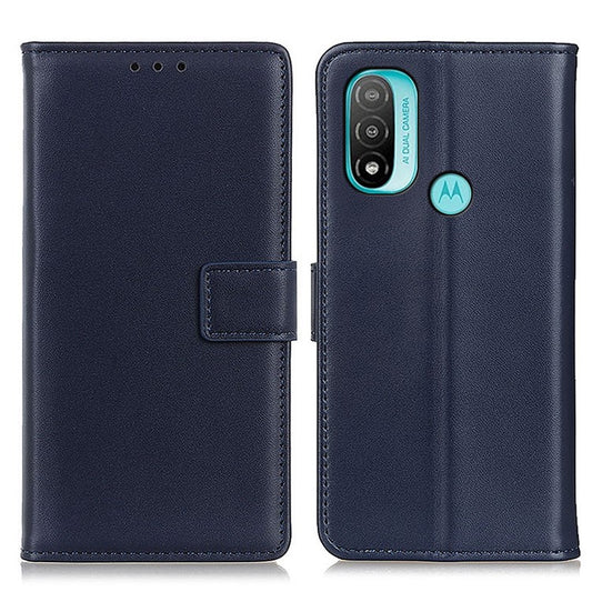 Adjustable Stand Design Flip Folio PU Leather Wallet Phone Case for Motorola Moto E40/E20 - Blue