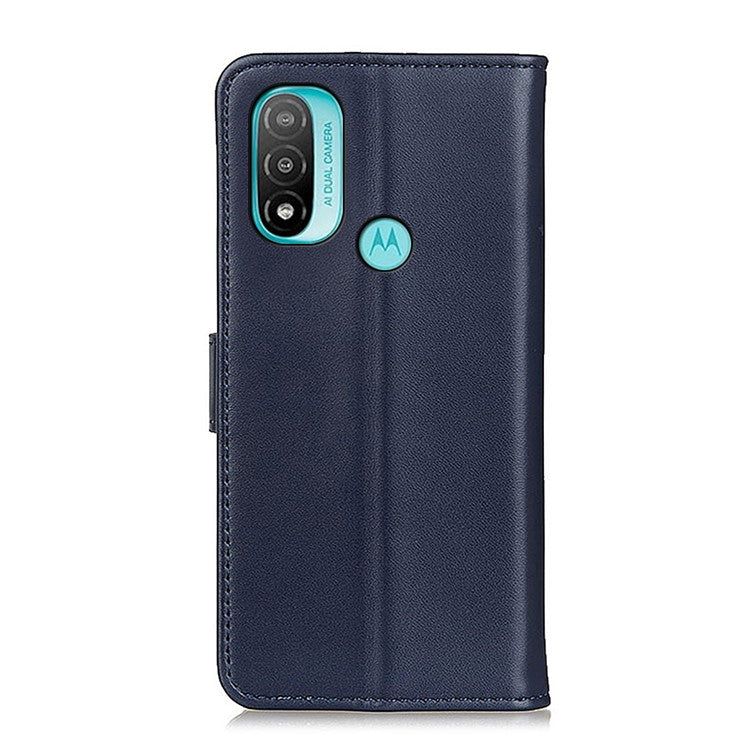 Adjustable Stand Design Flip Folio PU Leather Wallet Phone Case for Motorola Moto E40/E20 - Blue