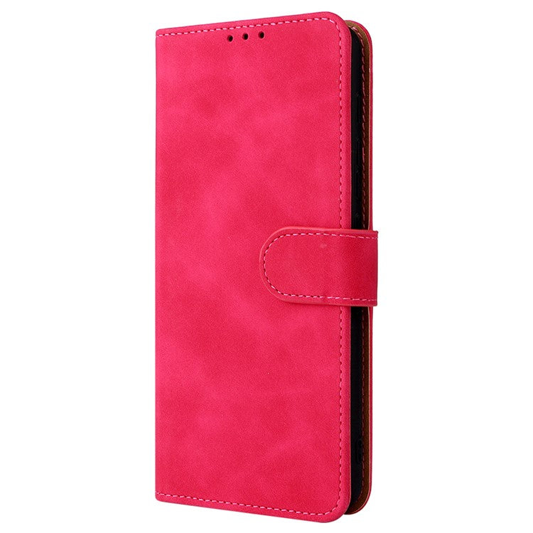 PU Leather Wallet Phone Case Skin-Touch Feeling Flip Stand Cover for Motorola Moto E20 - Rose