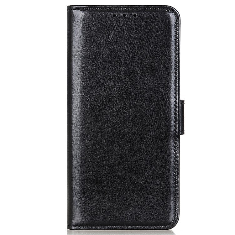 Stand Feature Crazy Horse Texture PU Leather TPU Inner Shell Flip Folio Wallet Phone Cover for Motorola Moto E20 / E30 / E40 - Black