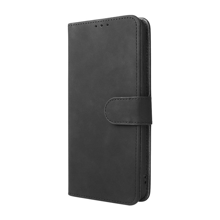 Skin-Touch Feeling PU Leather Wallet Phone Case Flip Stand Cover for Motorola Moto E30 / E40 - Black