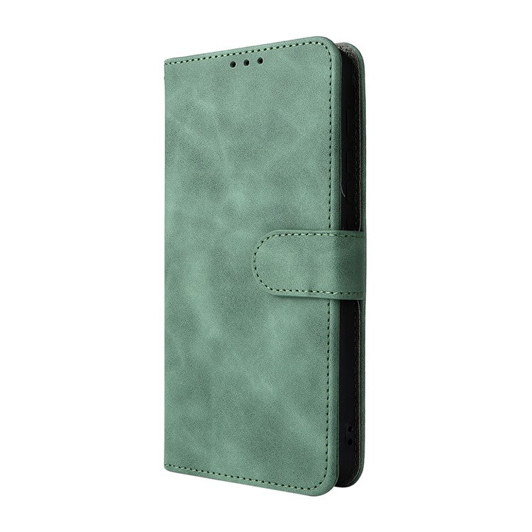 Skin-Touch Feeling PU Leather Wallet Phone Case Flip Stand Cover for Motorola Moto E30 / E40 - Green