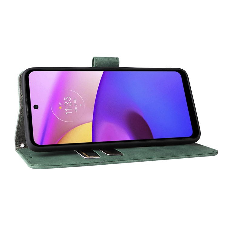 Skin-Touch Feeling PU Leather Wallet Phone Case Flip Stand Cover for Motorola Moto E30 / E40 - Green