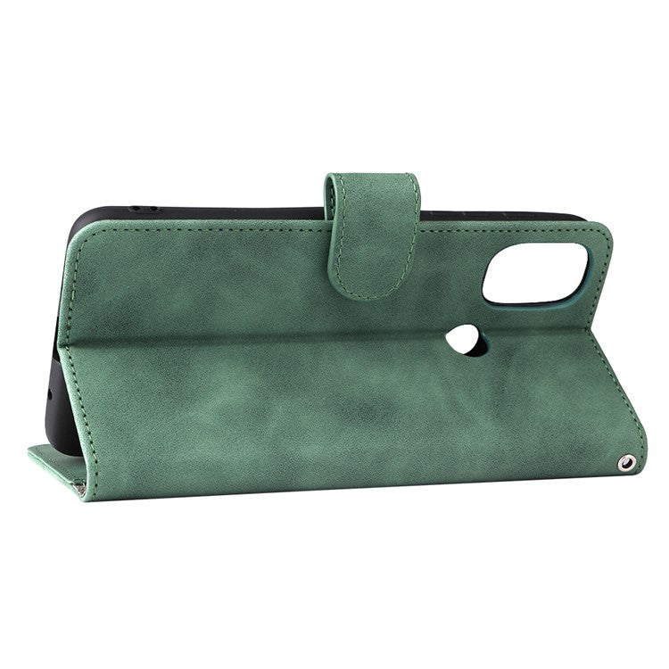 Skin-Touch Feeling PU Leather Wallet Phone Case Flip Stand Cover for Motorola Moto E30 / E40 - Green