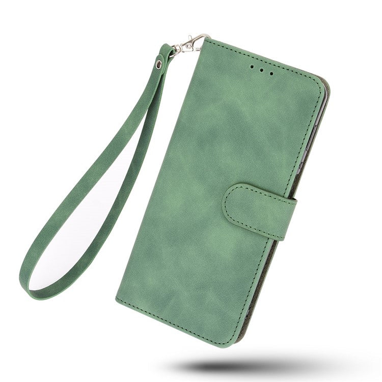 Skin-Touch Feeling PU Leather Wallet Phone Case Flip Stand Cover for Motorola Moto E30 / E40 - Green