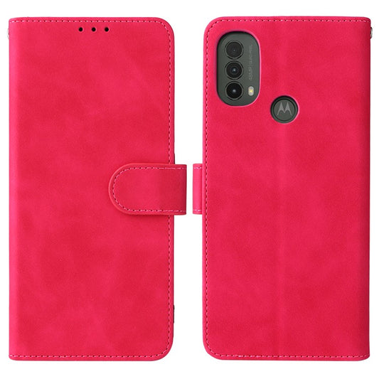 Skin-Touch Feeling PU Leather Wallet Phone Case Flip Stand Cover for Motorola Moto E30 / E40 - Rose