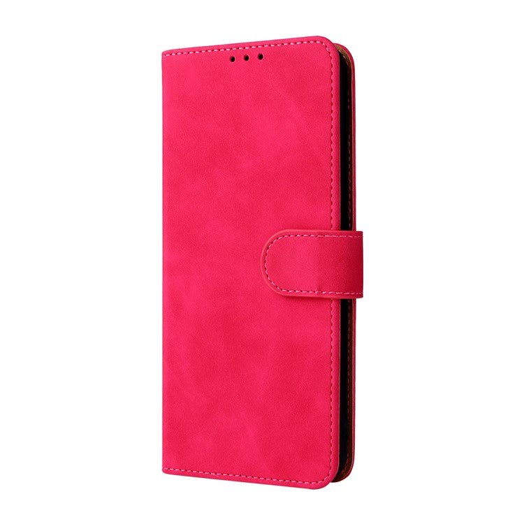 Skin-Touch Feeling PU Leather Wallet Phone Case Flip Stand Cover for Motorola Moto E30 / E40 - Rose