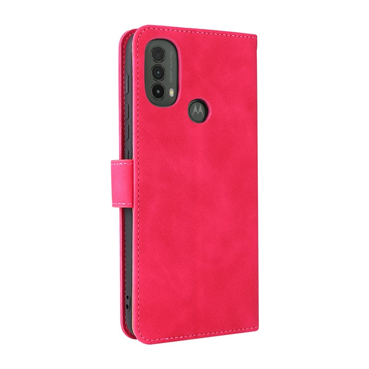 Skin-Touch Feeling PU Leather Wallet Phone Case Flip Stand Cover for Motorola Moto E30 / E40 - Rose