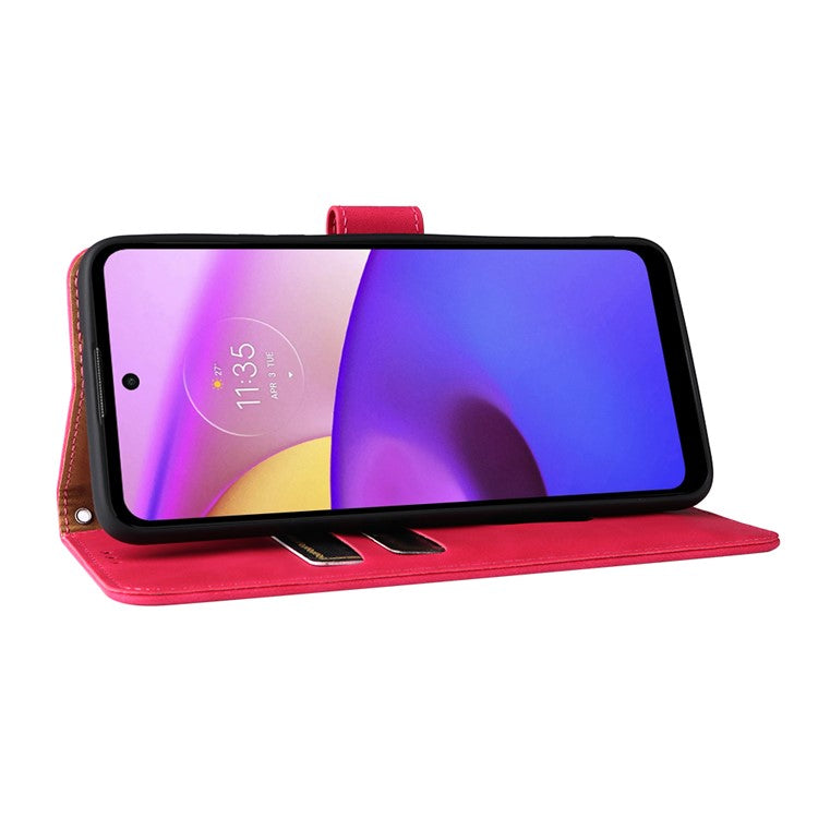 Skin-Touch Feeling PU Leather Wallet Phone Case Flip Stand Cover for Motorola Moto E30 / E40 - Rose