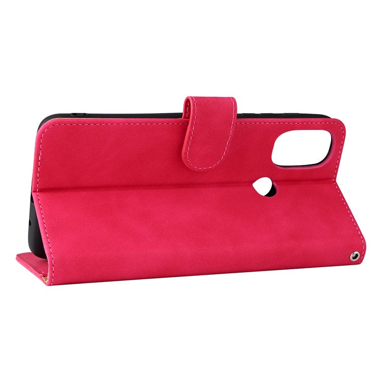 Skin-Touch Feeling PU Leather Wallet Phone Case Flip Stand Cover for Motorola Moto E30 / E40 - Rose