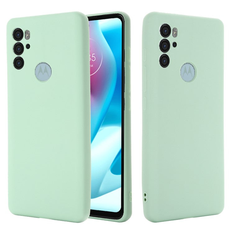 Anti-scratch Soft Liquid Silicone Phone Protective Case Cover with Wrist Strap for Motorola Moto G60S - Green