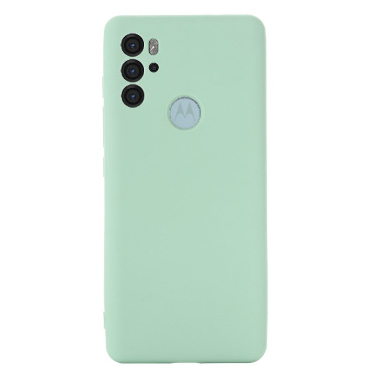Anti-scratch Soft Liquid Silicone Phone Protective Case Cover with Wrist Strap for Motorola Moto G60S - Green