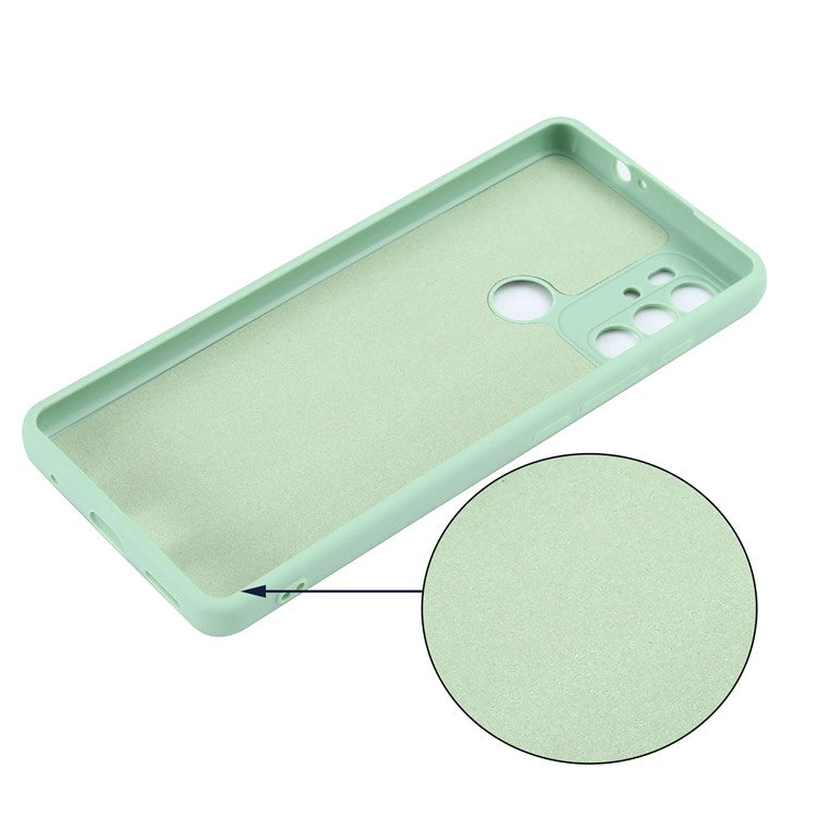Anti-scratch Soft Liquid Silicone Phone Protective Case Cover with Wrist Strap for Motorola Moto G60S - Green