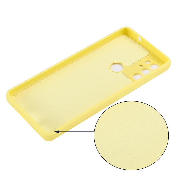 Anti-scratch Soft Liquid Silicone Phone Protective Case Cover with Wrist Strap for Motorola Moto G60S - Yellow