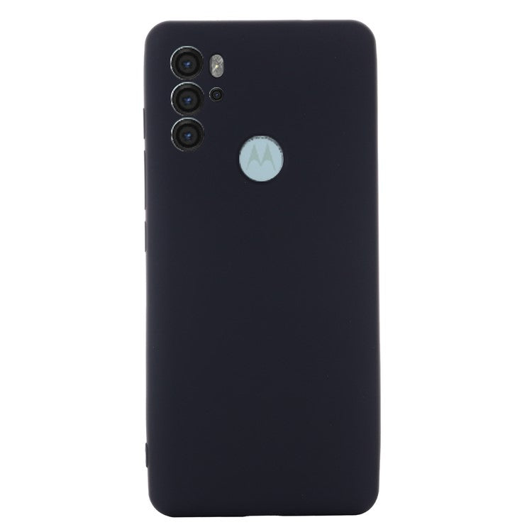 Anti-scratch Soft Liquid Silicone Phone Protective Case Cover with Wrist Strap for Motorola Moto G60S - Black