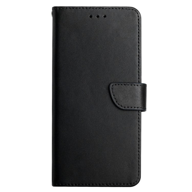 Nappa Texture Shell Genuine Leather Wallet Folio Flip Protective Case with Adjustable Stand for Motorola Moto E7 - Black