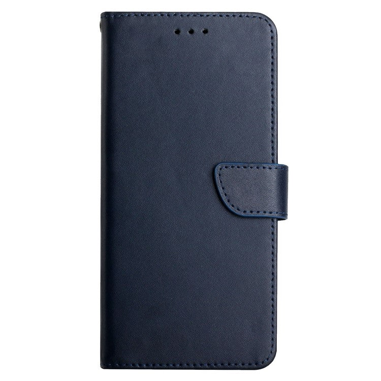 Nappa Texture Genuine Leather Wallet Cover Magnetic Clasp Folio Flip Case with Adjustable Stand for Motorola Moto G9 Power - Blue