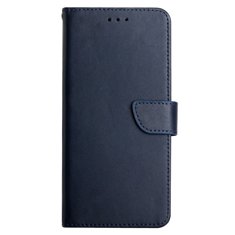Nappa Texture Genuine Leather Wallet Folio Flip Protective Case with Hands-free Stand for Motorola Moto G9 Plus - Blue