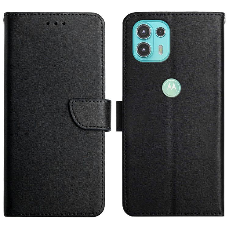 Nappa Texture Genuine Leather Anti-drop Protection Wallet Stand Phone Case for Motorola Edge 20 Lite - Black