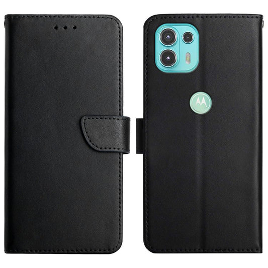 Nappa Texture Genuine Leather Anti-drop Protection Wallet Stand Phone Case for Motorola Edge 20 Lite - Black