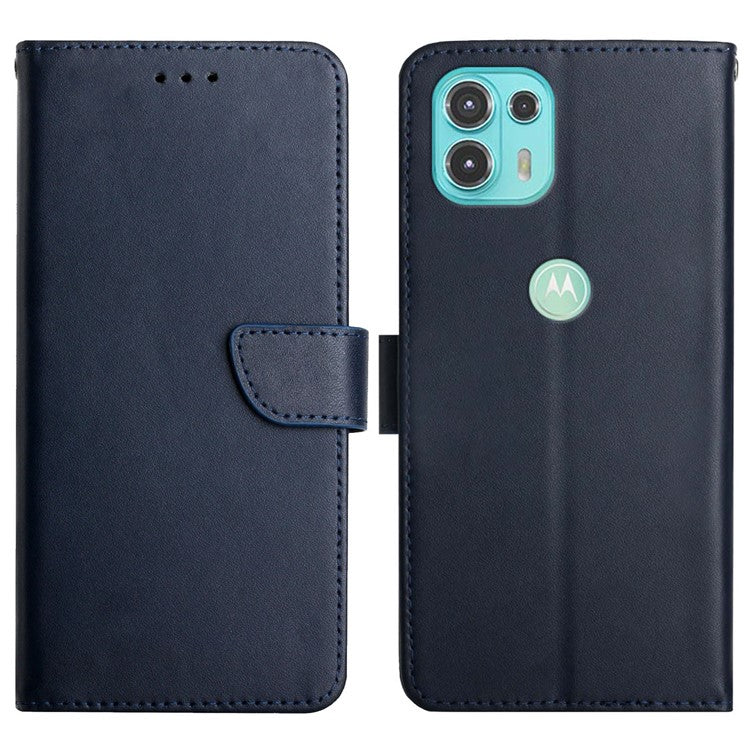 Nappa Texture Genuine Leather Anti-drop Protection Wallet Stand Phone Case for Motorola Edge 20 Lite - Blue