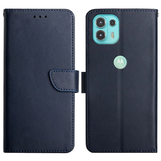 Nappa Texture Genuine Leather Anti-drop Protection Wallet Stand Phone Case for Motorola Edge 20 Lite - Blue