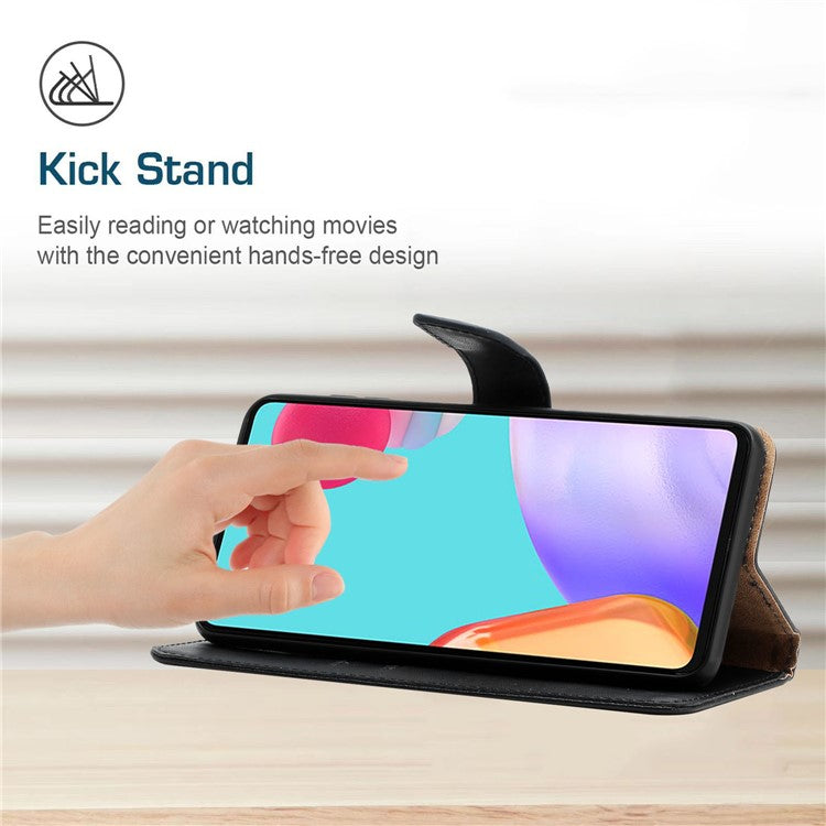 Solid Color Nappa Texture Genuine Leather Wallet Stand Protective Phone Case for Motorola Edge 20 Pro - Black