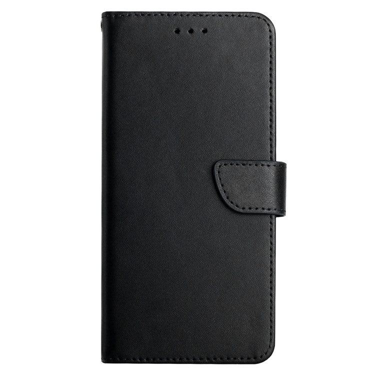 Solid Color Nappa Texture Genuine Leather Wallet Stand Protective Phone Case for Motorola Edge 20 Pro - Black
